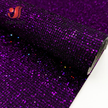 Glitter Sequin Fabric Faux Synthetic PU Leather Sewing Materials For Crafts