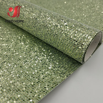 Glitter Sequin Fabric Faux Synthetic PU Leather Sewing Materials For Crafts