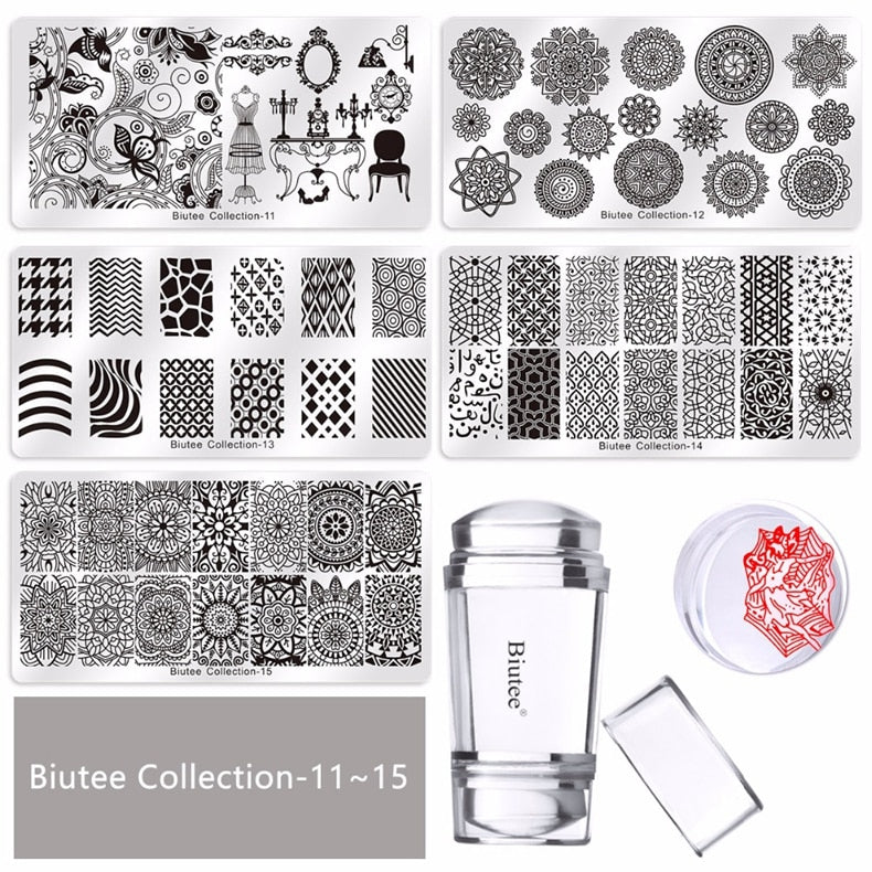 19pcs Nail Art Stamp Plates Flower Set