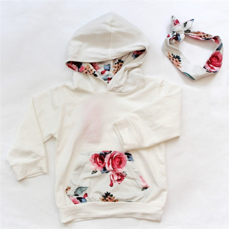 Baby Girl Clothes Set Newborn Floral Top Pants Headband