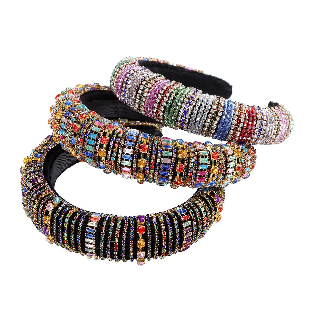 Rainbow Bejeweled Padded Headband
