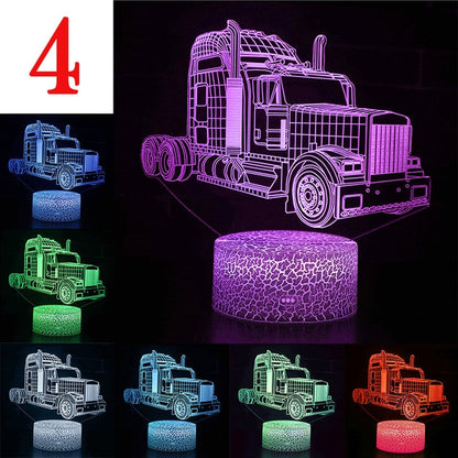 Car Bus Excavator 3D LED Lamp Night Light