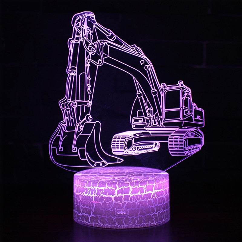 Car Bus Excavator 3D LED Lamp Night Light