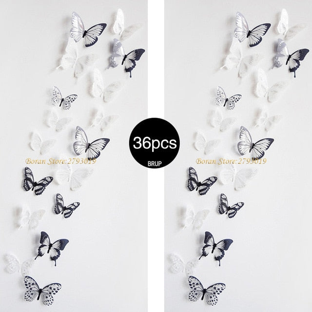 36pcs 3D Crystal Butterfly Wall Stickers