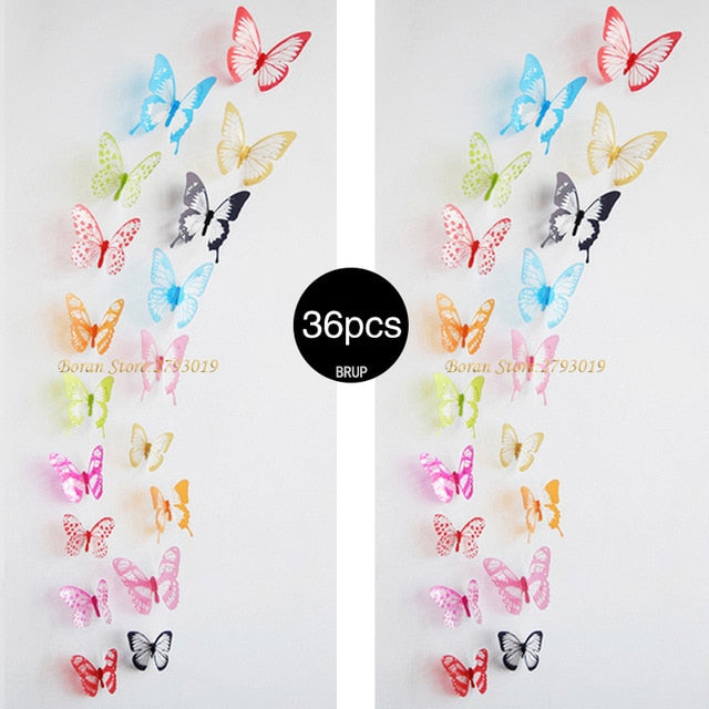 36pcs 3D Crystal Butterfly Wall Stickers