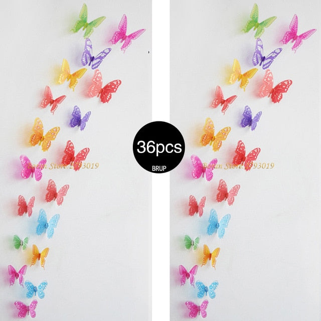 36pcs 3D Crystal Butterfly Wall Stickers