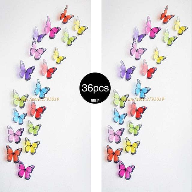 36pcs 3D Crystal Butterfly Wall Stickers