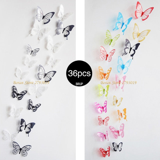 36pcs 3D Crystal Butterfly Wall Stickers