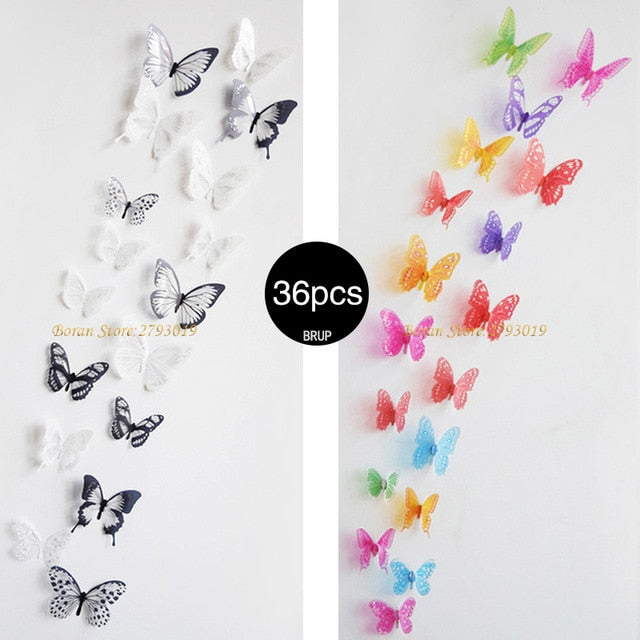 36pcs 3D Crystal Butterfly Wall Stickers