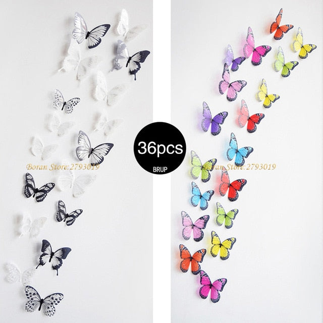 36pcs 3D Crystal Butterfly Wall Stickers