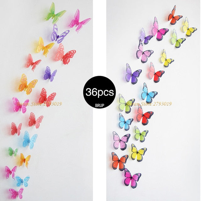 36pcs 3D Crystal Butterfly Wall Stickers