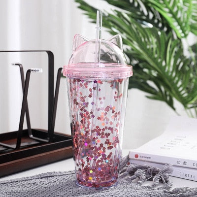 BPA Free Sparkly Water Bottle Tumbler with Straw