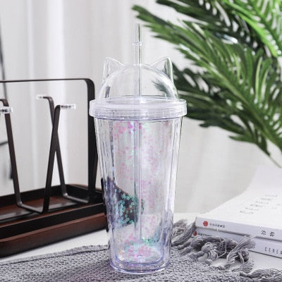 BPA Free Sparkly Water Bottle Tumbler with Straw