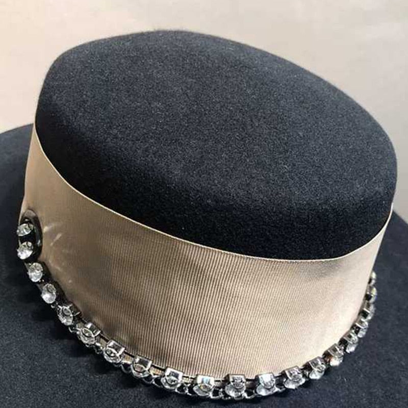 Elegant Wool Top Ribbon Fedora Hat