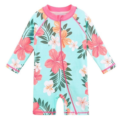 Kids Cartoon Swimwear Long Sleeve One Piece Swimsuit