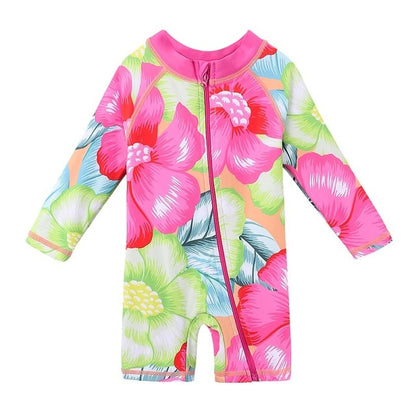 Kids Cartoon Swimwear Long Sleeve One Piece Swimsuit