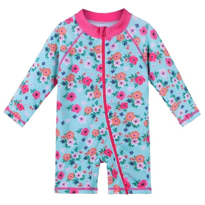 Kids Cartoon Swimwear Long Sleeve One Piece Swimsuit