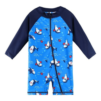 Kids Cartoon Swimwear Long Sleeve One Piece Swimsuit