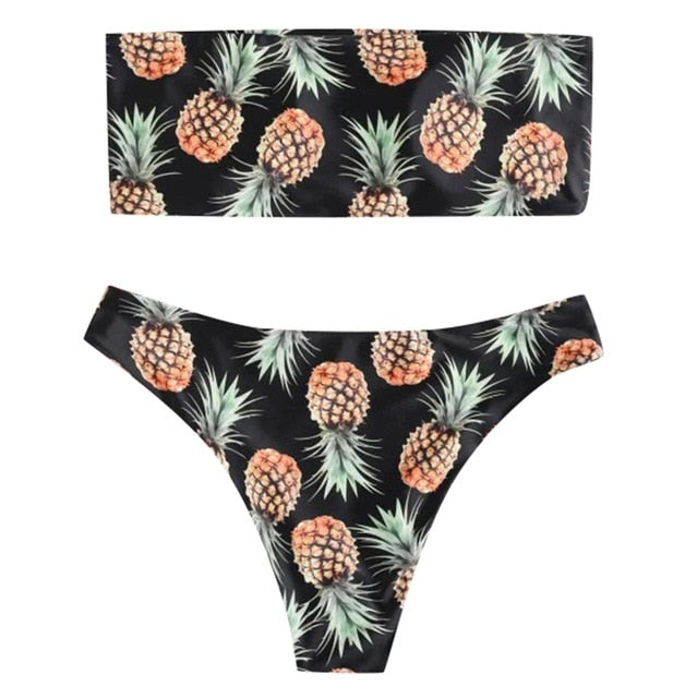 Bandeau Pineapple Bikini Set Brazilian Swimwear