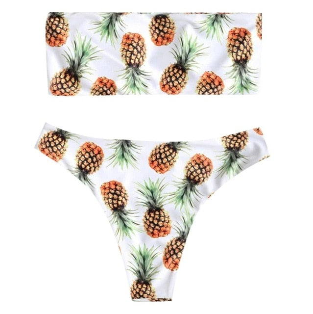 Bandeau Pineapple Bikini Set Brazilian Swimwear