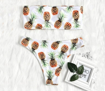 Bandeau Pineapple Bikini Set Brazilian Swimwear