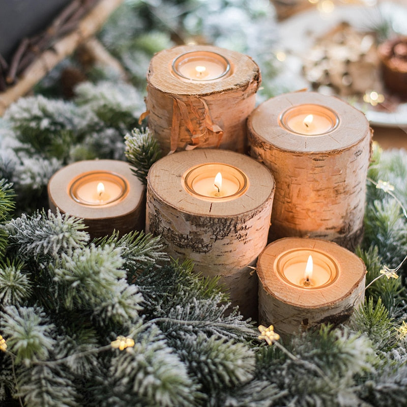 Rustic Tea Light Wooden Candle Holders