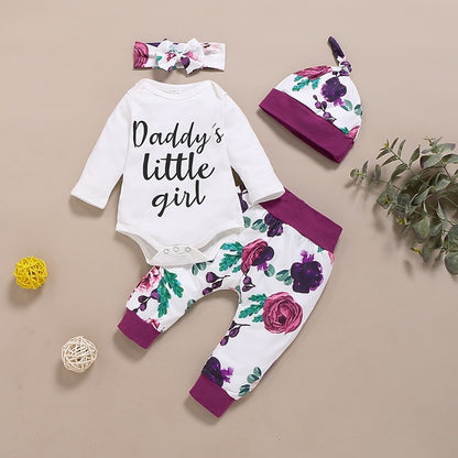 Baby Girl Clothes Set Newborn Floral Top Pants Headband