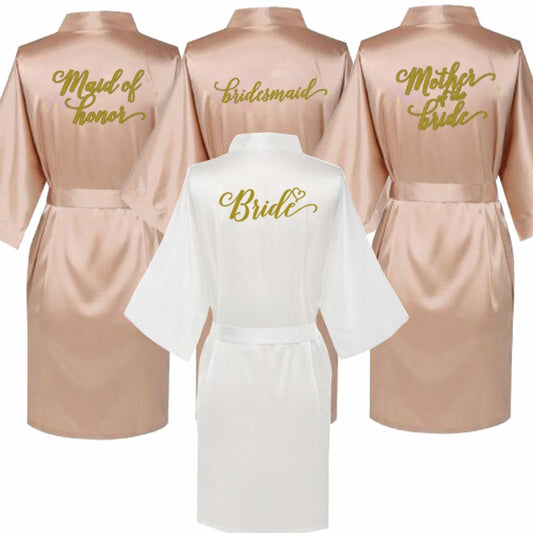 Rose Gold Bride Gown Satin Robe Bachelorette Party