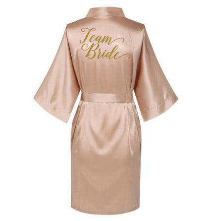 Rose Gold Bride Gown Satin Robe Bachelorette Party