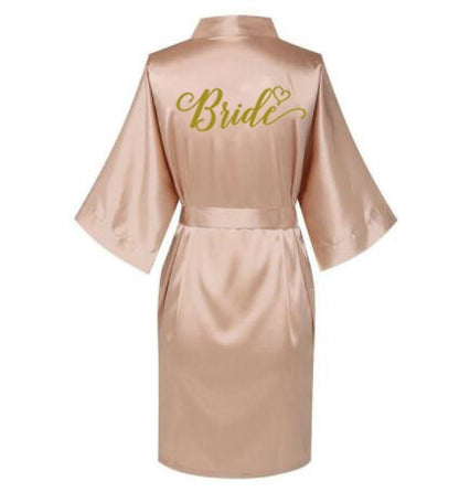 Rose Gold Bride Gown Satin Robe Bachelorette Party