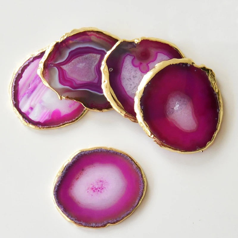 Natural Agate Slices Coaster Polished Gems Mineral Decor Stone Gift