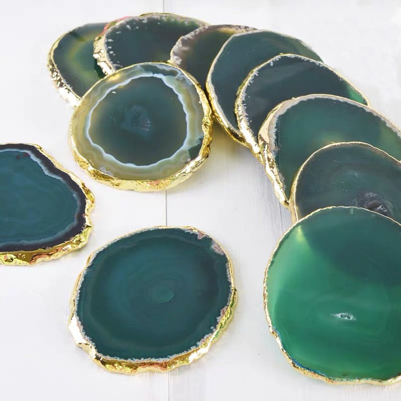 Natural Agate Slices Coaster Polished Gems Mineral Decor Stone Gift