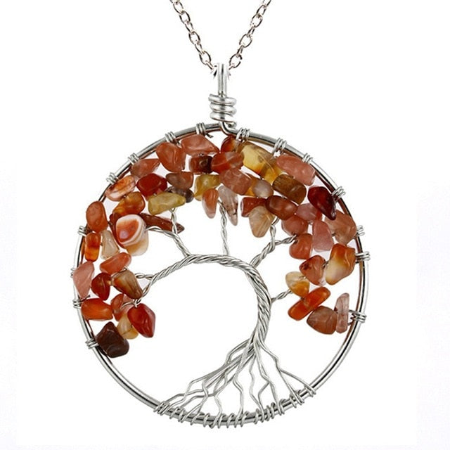 Healing Crystals Quartz Tree of Life Necklace