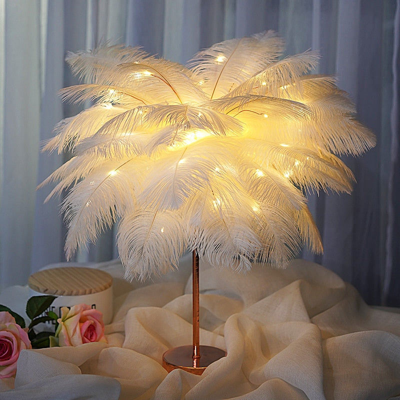Feather Tree Table Lamp Warm White Light
