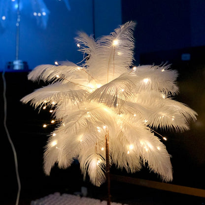 Feather Tree Table Lamp Warm White Light