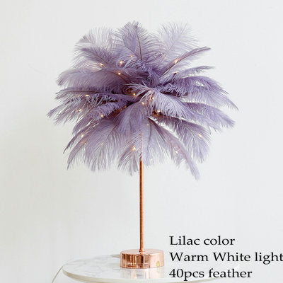 Feather Tree Table Lamp Warm White Light