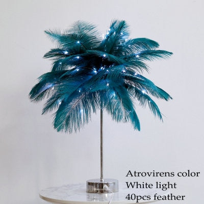 Feather Tree Table Lamp Warm White Light