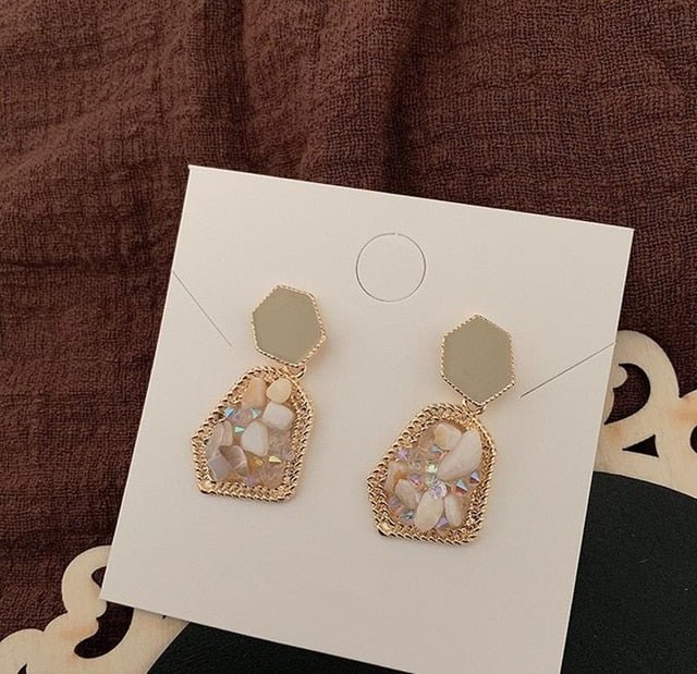 Irregular Resin Design Drop Earrings