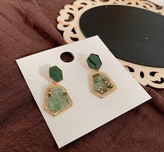 Irregular Resin Design Drop Earrings