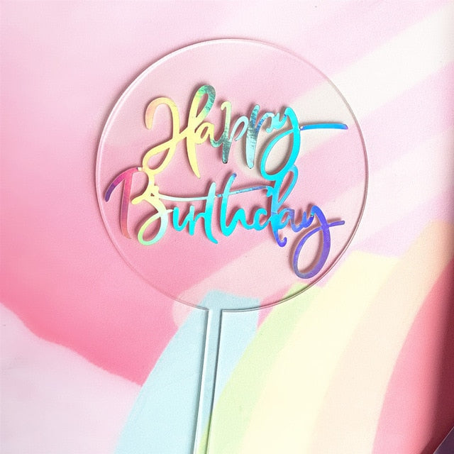 Colorful Circle Happy Birthday Acrylic Cake Topper Decoration