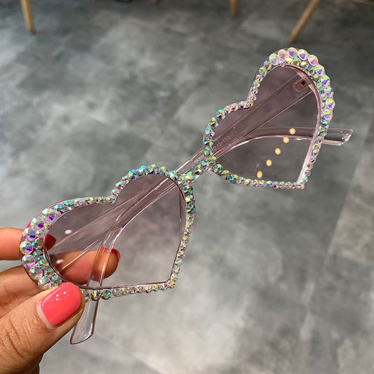 Vintage Rhinestone Heart Sunglasses