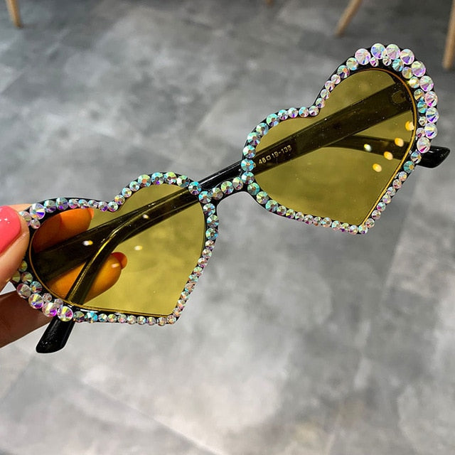 Vintage Rhinestone Heart Sunglasses