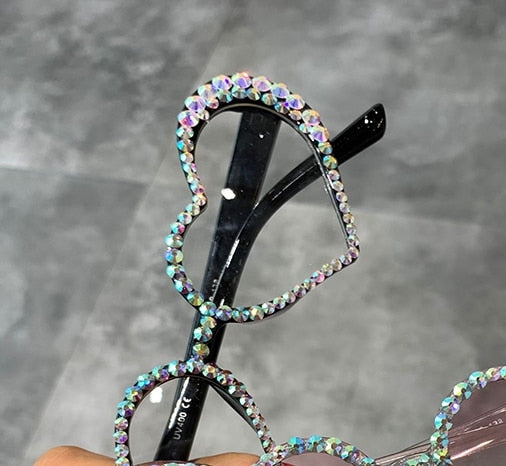 Vintage Rhinestone Heart Sunglasses