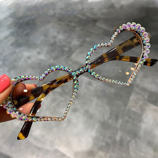 Vintage Rhinestone Heart Sunglasses