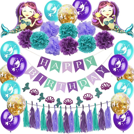 Mermaid Party Supplies Balloon Banner Decor