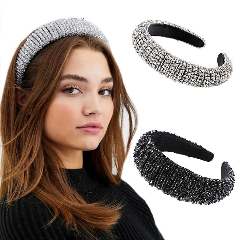 Glitzy Luxury Rhinestone Headband Padded Hairband