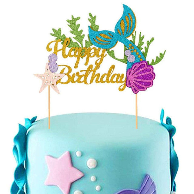 Mermaid Party Decorations Birthday Cake Topper & Ballons
