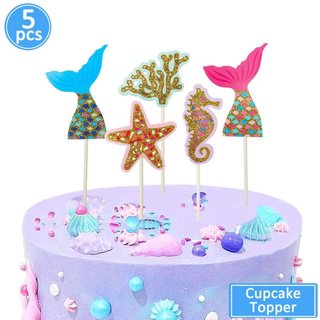 Mermaid Party Decorations Birthday Cake Topper & Ballons
