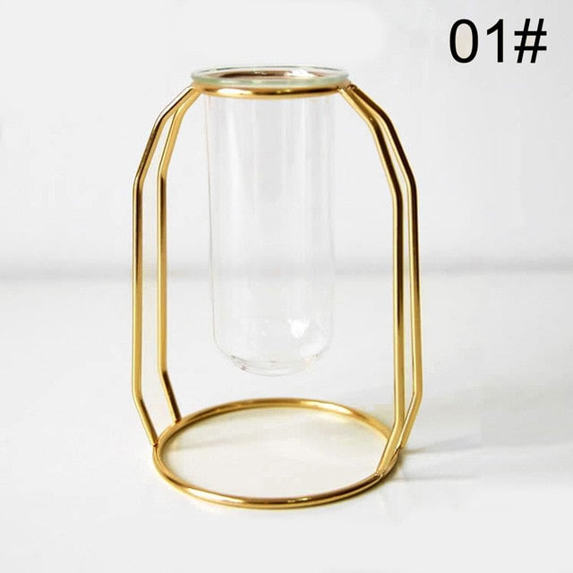 Nordic Style Glass Metal Clear Flower Holder