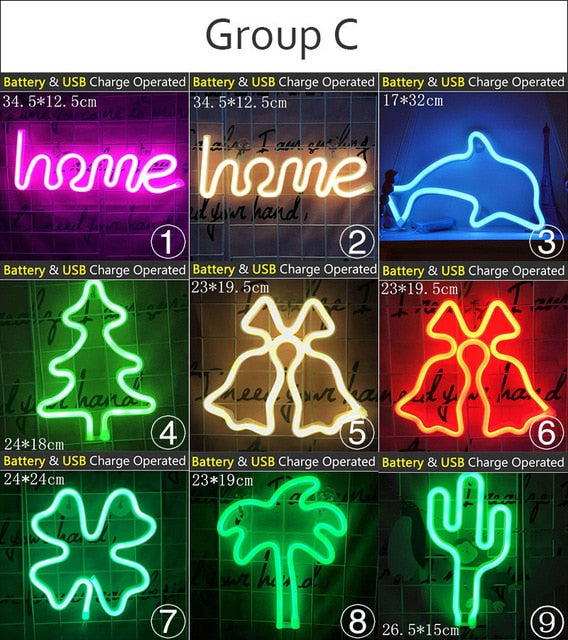 LED Neon Light Colorful Rainbow Sign Lamp Decoration Gift